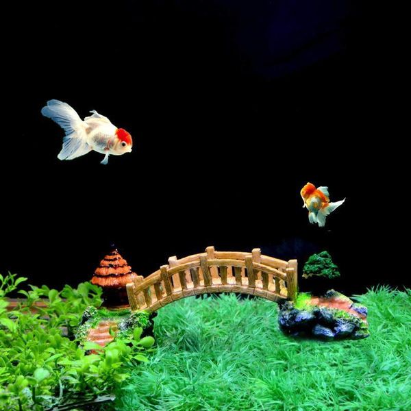

s/m vintage bridge aquarium fish tank landscaping decoration resin artificial handicraft decorations