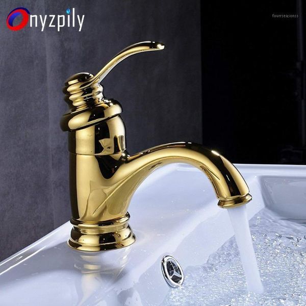 

bathroom sink faucets gold finish basin faucet luxury tap one lever and spout light body deck mount mixer cold water1