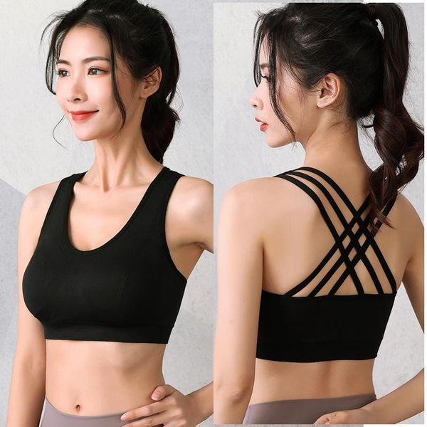 

seamless sports bra shockproof gathering yoga fitness beauty back vest workout crop outfit