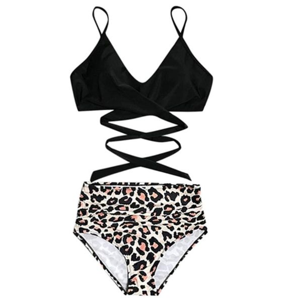 

one-piece suits women 2pcs bikini set criss cross swimsuit ruched high waist bathing suit x5qf