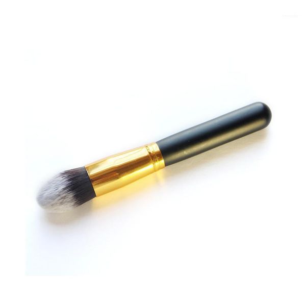 

wholesale 10pcs face makeup cosmetic brush set nose concealer eyeshadow brushes gold black flat head foundation1