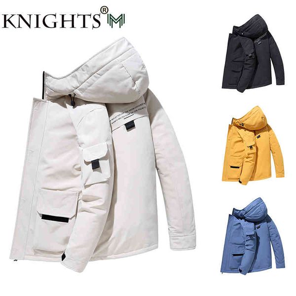 

street knights 2021 thicken et men hooded warm parka white duck hight quality male new winter down coat, Black