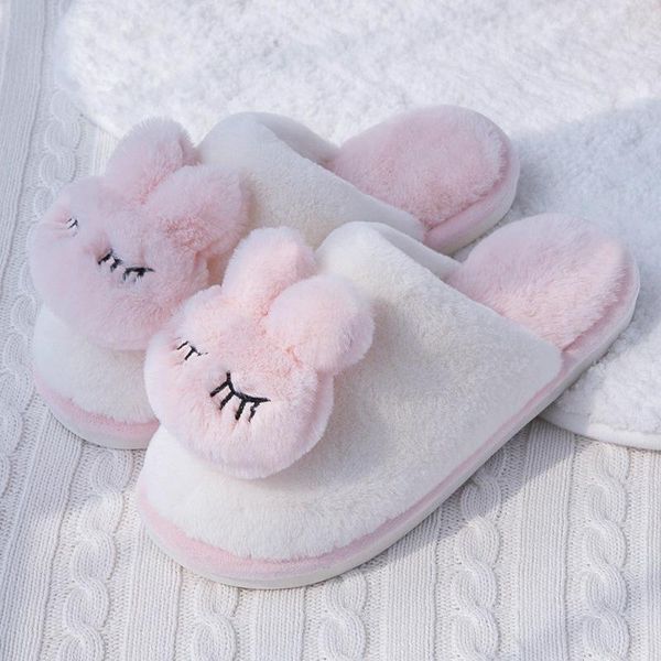 

slippers 2021 womenlndoor cotton ladies winter non-slip student girl cartoon home shoes warm men, Black
