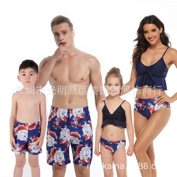 

family parent-child beach swimsuit split high waist flash bikini, Black;white