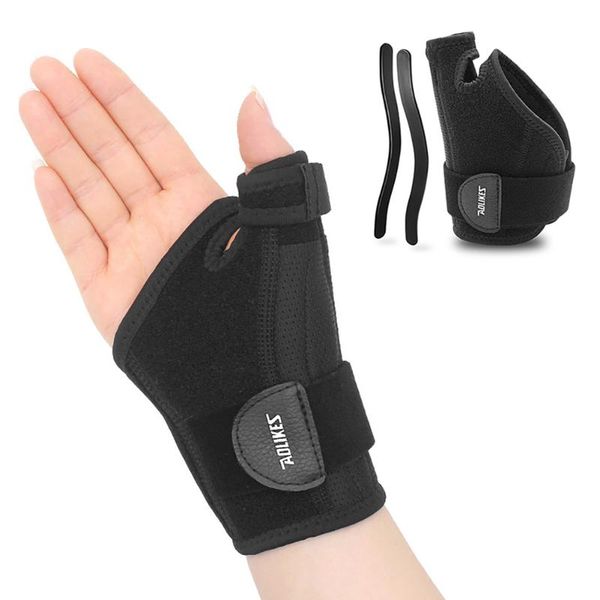 

wrist support 1pcs brace fitted right/left thumb stabilizer adjustable wrap for volleyball badminton, Black;red