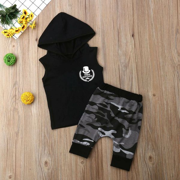 

toddler kids baby boy summer clothes hooded t-shirt harem pants outfits, White