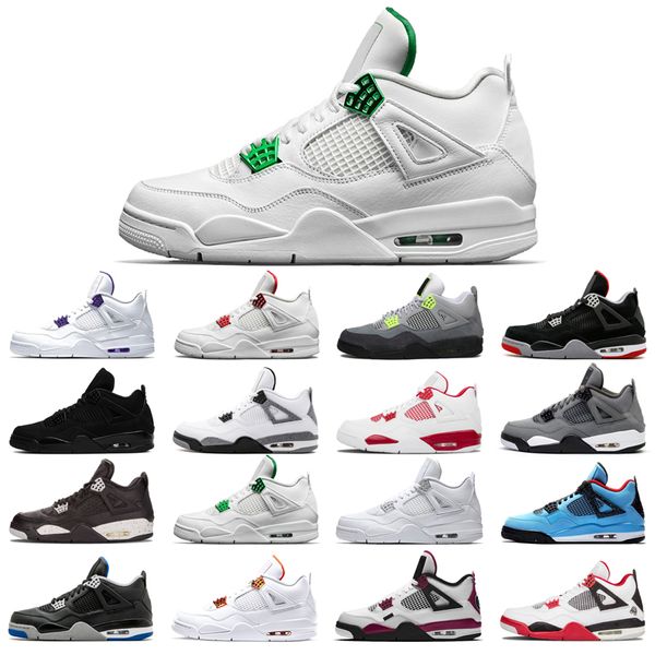 

man's basketball shoes 4s high cut black cat court purple university red bred orange metallic white cement cool grey pine green wholesa