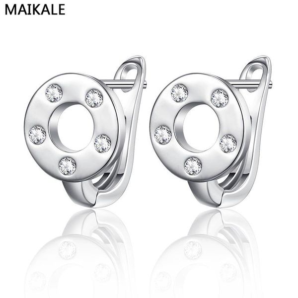 

korean version of the earrings women's round zircon copper rose gold fashion temperament jewelry hollow stud, Golden;silver