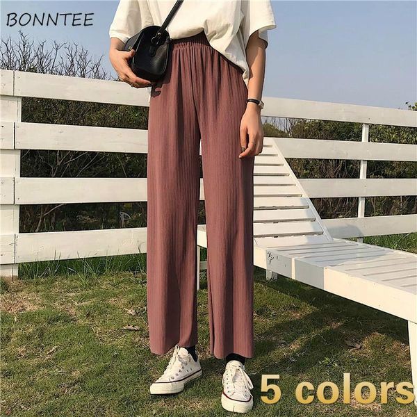 

casual pants women ankle-length trousers baggy pure oversized spring leisure straight high waist teenager feminino daily ulzzang women', Black;white