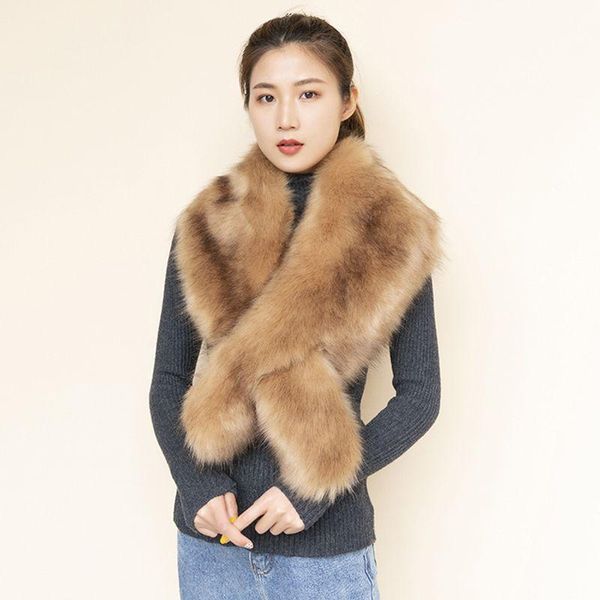 

faux fur shawl collar scarf warm collar2021 back support, Black;blue