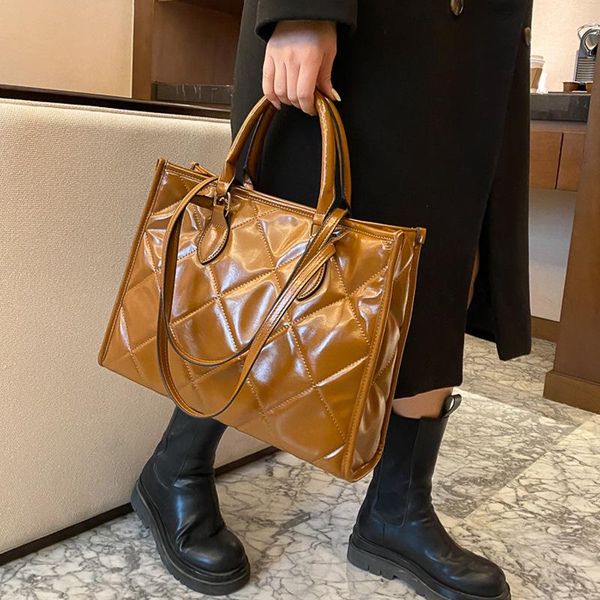 

large women's bag 2021 texture portable shoulder underarm rhombus embroidery thread easy matching tote evening bags
