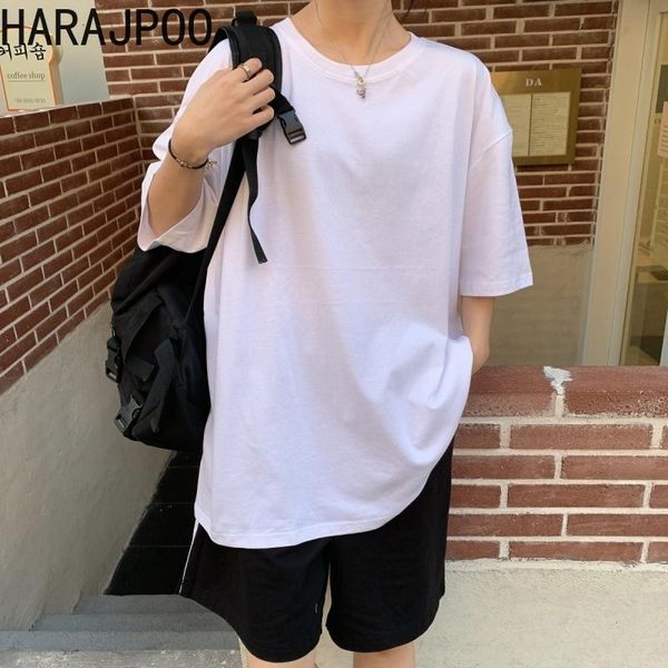 

harajpoo women t-shirt 2021 summer ins style japanese wear solid color loose super fire hong kong wind simple casual inner women's, White