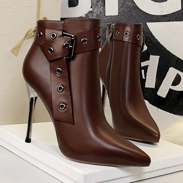 

dress shoes women knight boots stiletto10.5cm high heels fetish zipper winter ankle stripper booties combat snow plush warm evqa, Black