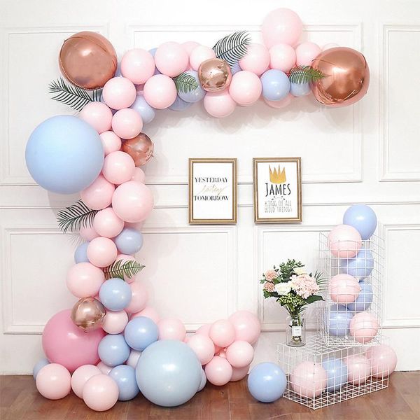 

party decoration macarone balloon set holiday birthday blue pink