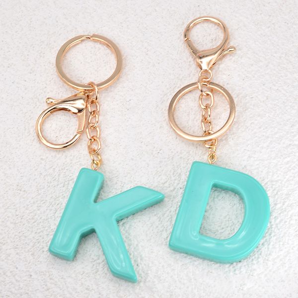

fashion a-z initials alphabet keychain light blue english letter key chain women men bag hanging pendant keyring accessories, Slivery;golden