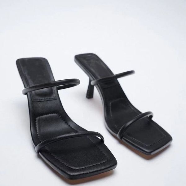 

slippers plus size summer new designer women's black high-heeled sandals two belt roman slides fairy wind p6pu