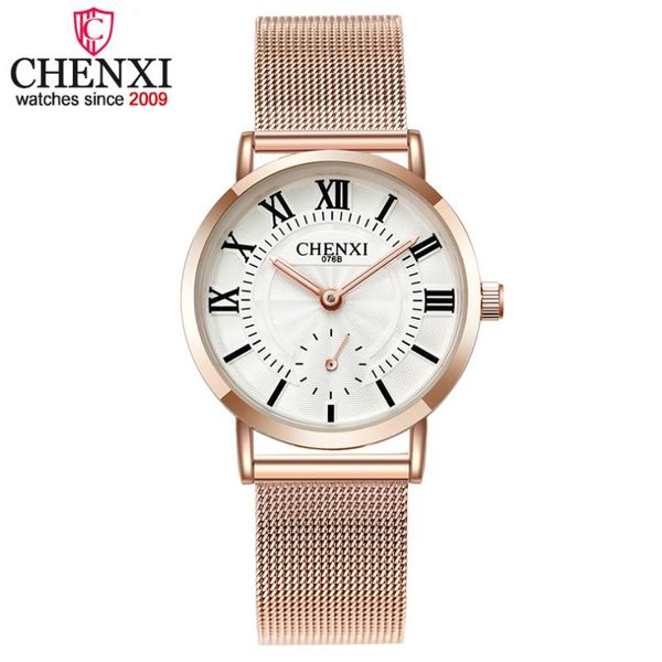 

wristwatches chenxi fashion rose golden women watches ladies elegant dress quartz clock watch women's bracelet montre femme, Slivery;brown