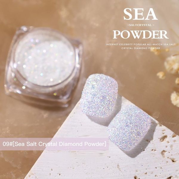 

nail glitter 12 colors crystal diamond powder aurora sea salt shiny pigment holographic glass micro drill diy nails art decor, Silver;gold