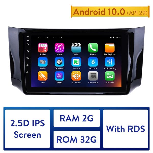10,1-Zoll-Android-Auto-DVD-GPS-Navigation 2DIN-Radio-Stereo-Head-Unit-Player für 2012-2016 NISSAN SYLPHY Bluetooth