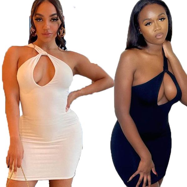 

hang neck dress party dresses women festival activities carnival ceremony one shoulder clothes sleeveless street girls skirt slimming summer, White;black