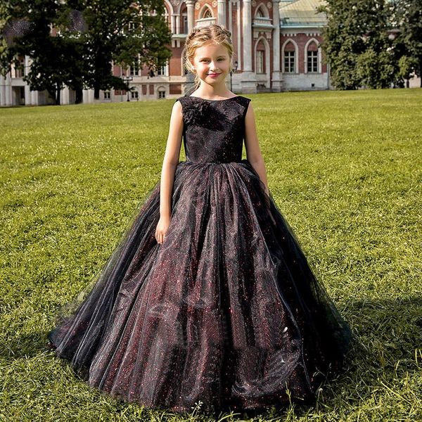 

girl's dresses evening dress princess children's tail show black fluffy, Red;yellow