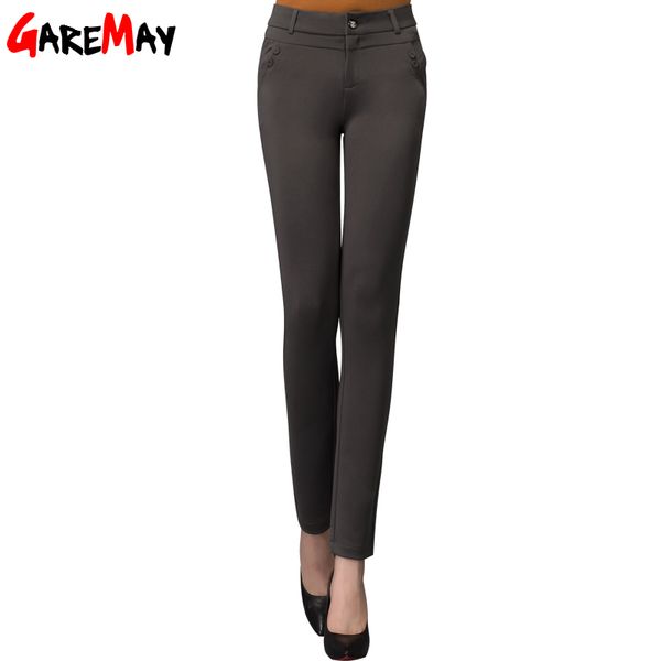 

women pants high waist pantalon mujer work wear large size with elastic office long for clothing garemay 210428, Black;white