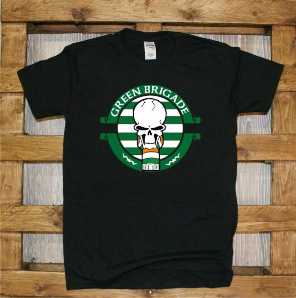 

green brigade football shirt j403 tshirt celtic glasgow ultras terrace life, White;black