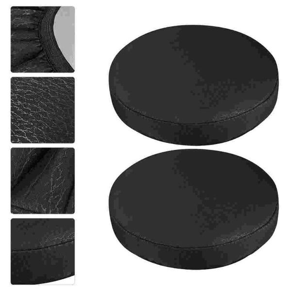 

chair covers 2pcs black stretch stool cover round shape ottoman dust-proof