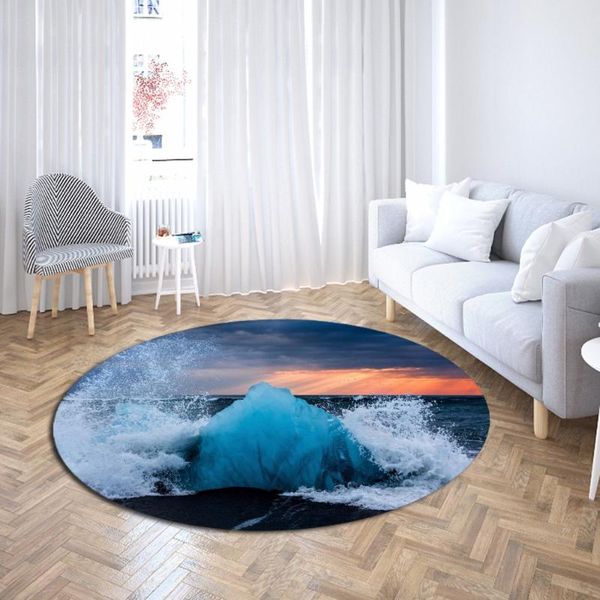 

nature landscape round carpet 3d print glacier carpets outdoor kitchen doorway mat snow mountain floor rug home decor