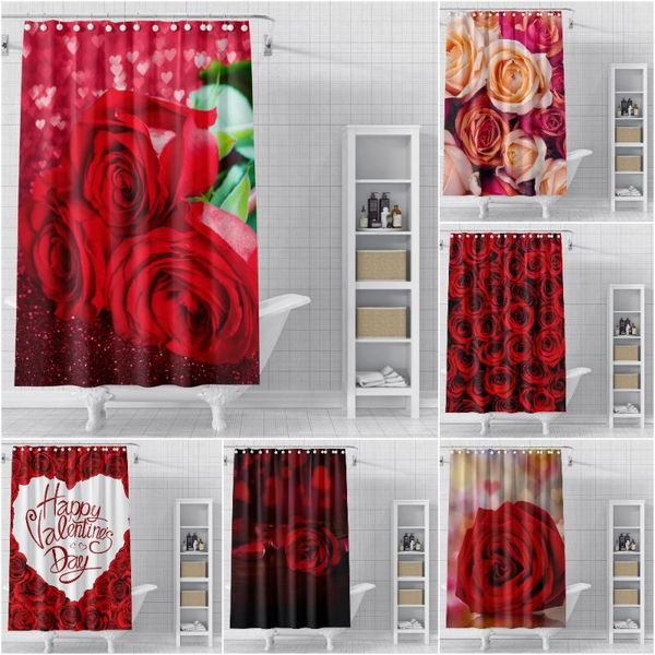 

shower curtains 3d floral red roses for bathroom waterproof fabric curtain valentine's day toilet door