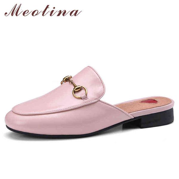 

women's round head flat shoes heart and chain cow leather beige 33-43 220209, Black