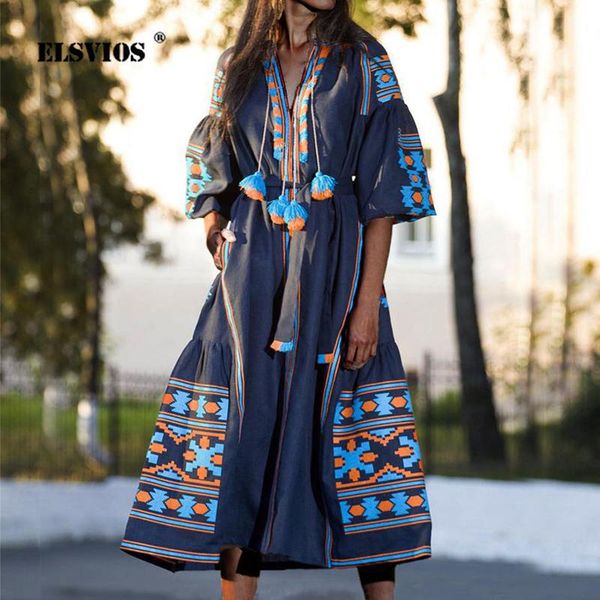 

casual dresses plus size autumn winter deep v puff sleeve dress stripe print long elegant women party vestidos, Black;gray