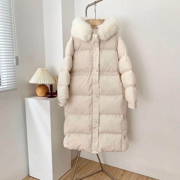 

women's down & parkas coat parka thickened warm long thick fur collar hooded cotton winter jackets coats women female thicken outerwear, Black