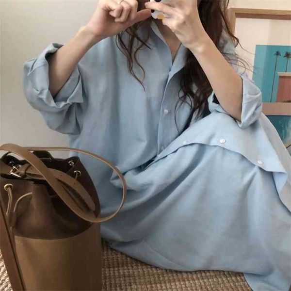 S-2XL Plus Size Summer Shirt Dress Evening Kaftan Vintage Party Oversize Long Beach Women es Robe Vestido Maxi 210423