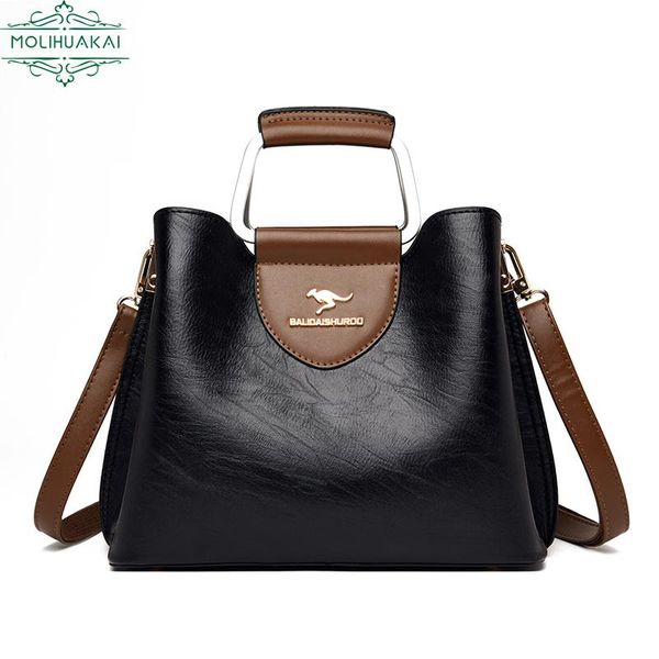 

evening bags ladies soft leather shoulder bag retro large capacity bolsa feminina metal handle sac a main girly quality casual messenger