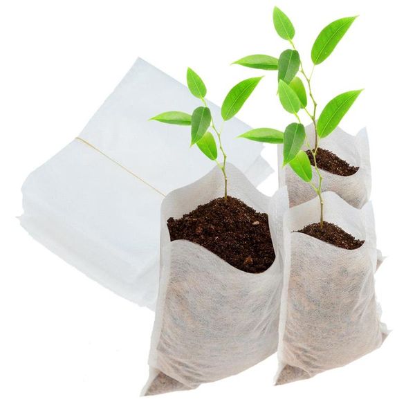

planters & pots 100pcs biodegradable non-woven nursery bags plant grow fabric seedlings eco-friendly aeration planting pouch