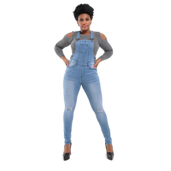 

women's jeans overalls women hip strap solid classic work style wear, Blue