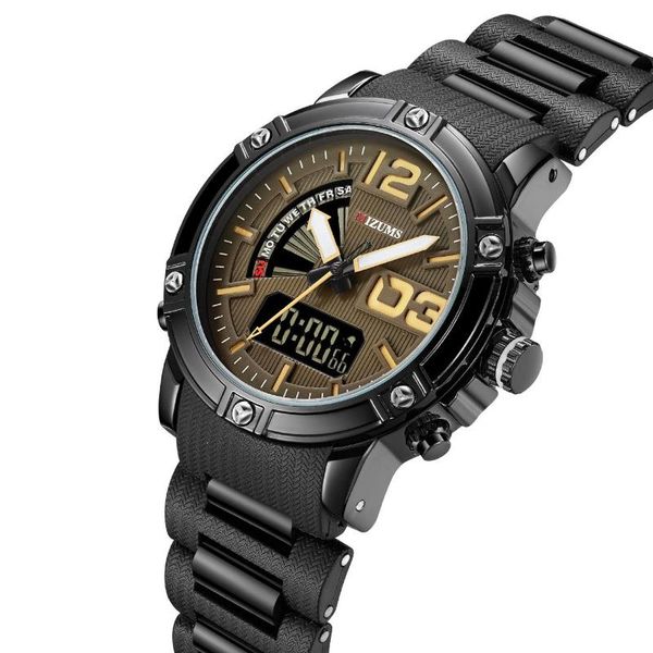 

wristwatches student sports watch concept men's waterproof dual movement electronic fashion, Slivery;brown