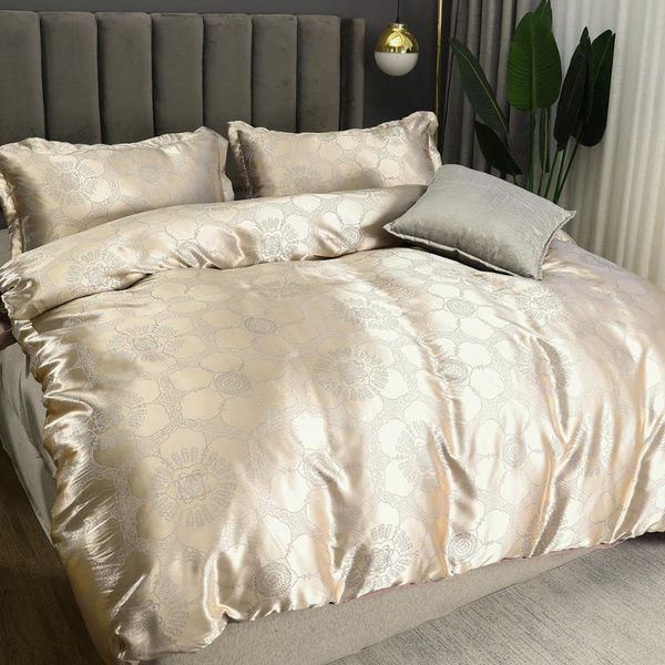 

bedding sets  set luxury king size jacquard satin polyester duvet cover for double beds ropa de cama conjunto twin