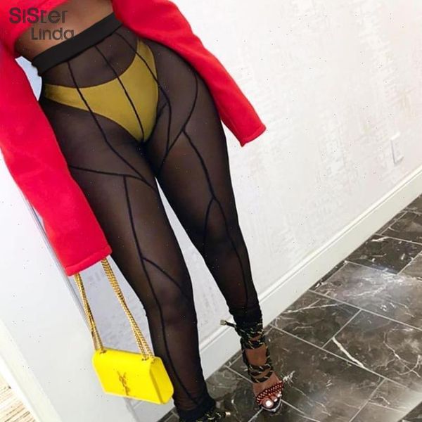 

mesh see through skinny womens capris summer high waist fitness striped leggings body shaping pantalones de mujer, Black;white