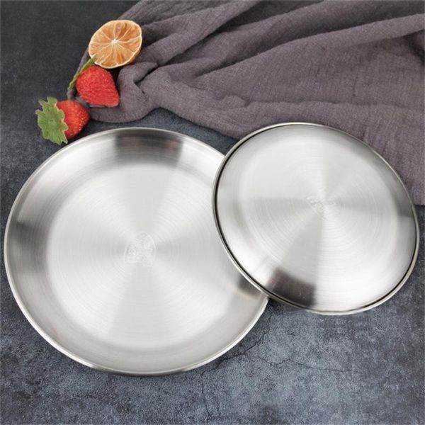 

dishes & plates stainless steel metal 304 tableware for children toddlers 8 inch feeding serving plate eco-friendly dishwasher safe