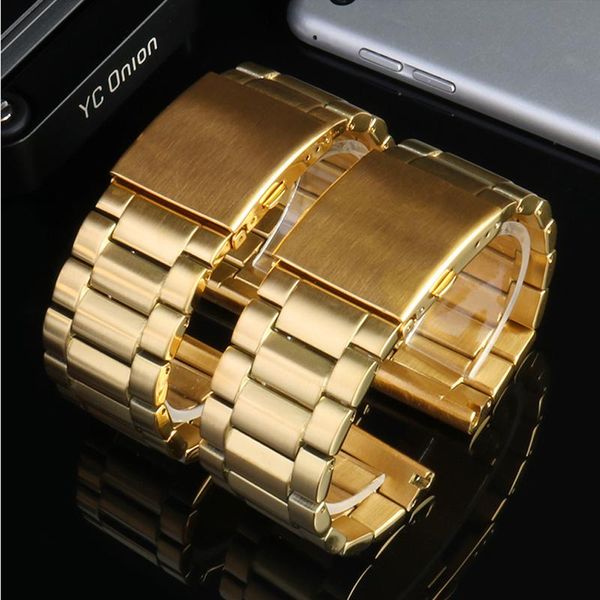 

watch bands gold color stainless steel watchband 24mm 26mm 28mm men's strap solid metal bracelet for dz7333 dz4344 watches band, Black;brown