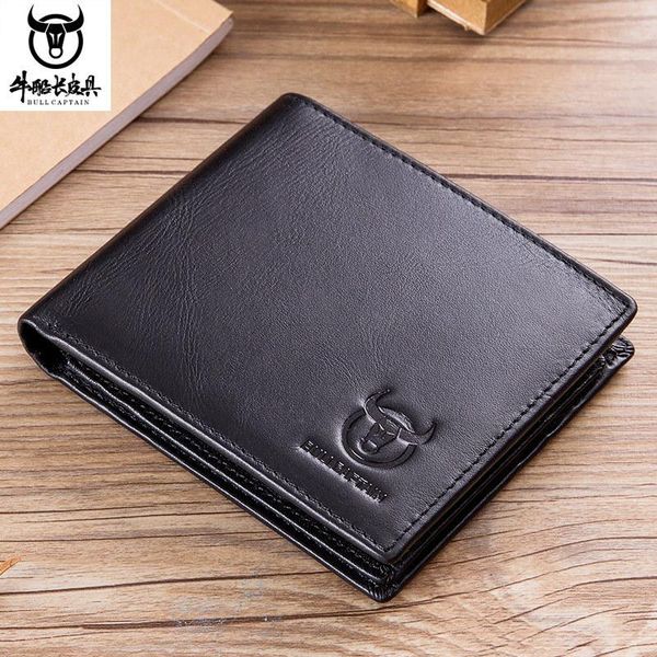 

men's leather wallet first layer cowhide men's casual business leather wallet horizontal card holder, Red;black