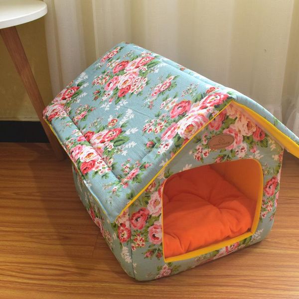 

kennels & pens pet bed nest kennel removable and washable canvas dog house supplies cage various pattern mat soft winter