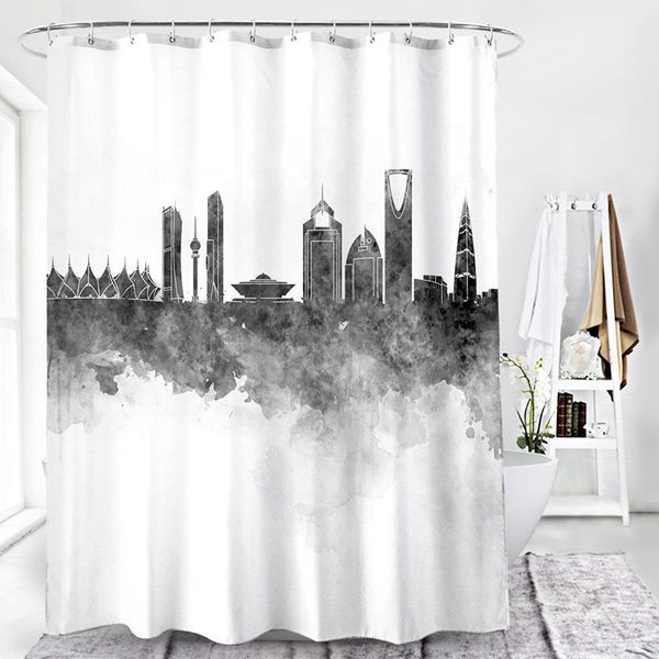 

black and white architecture shower curtains waterproof polyester bathroom door curtains