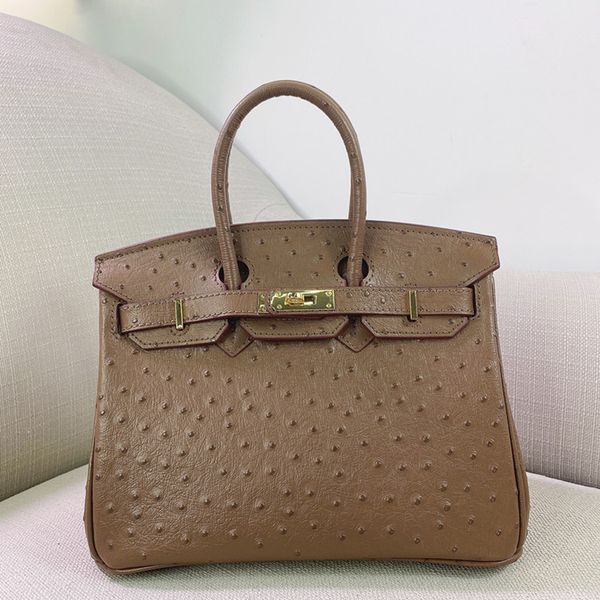 

design 2021 new large capacity ostrich bag leather fashion women's handbag one shoulder messenger bag fashion rwms