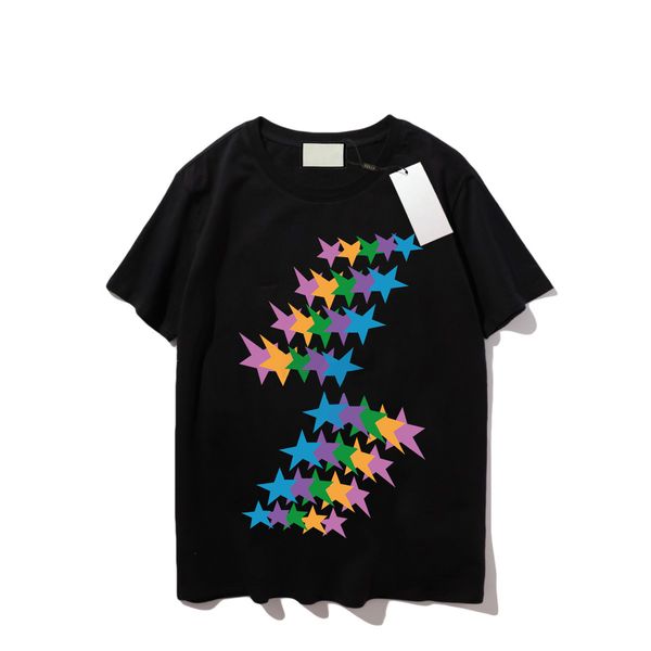 

fashion men t-shirt stars pattern print tees casual summer women short cool breathable t-shirt couple shirts, White;black