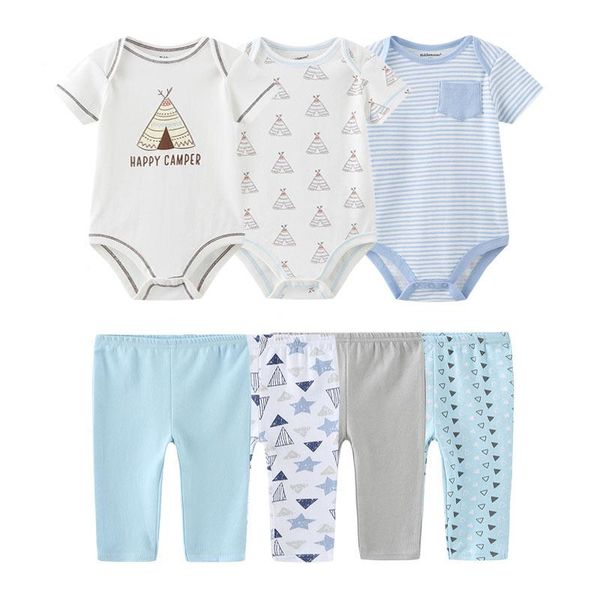 

clothing sets born summer cartoon prting 0-12m bodysuits+pants baby 100%cotton boy girl clothes roupa de, White