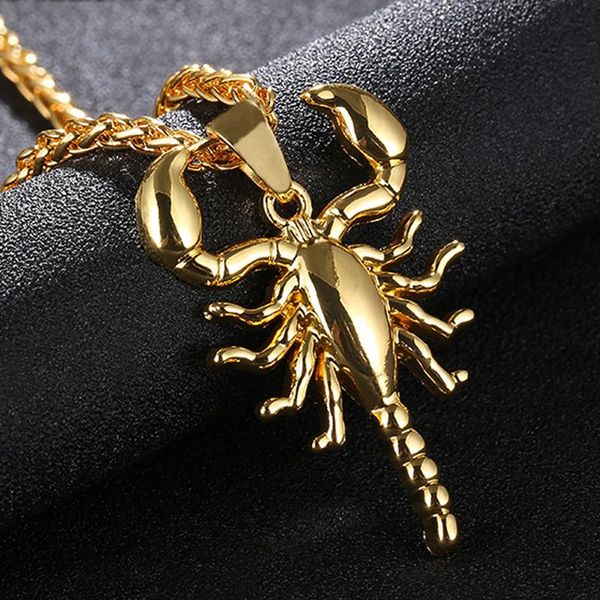 

pendant necklaces hip hop scorpion statement necklace & gold/steel/black color vintage american style steampunk men chain jewelry, Silver