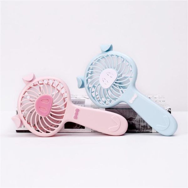 

electric fans littel pig fan 1200mah battery 3 gears wind summer outdoor hanheld pink blue color